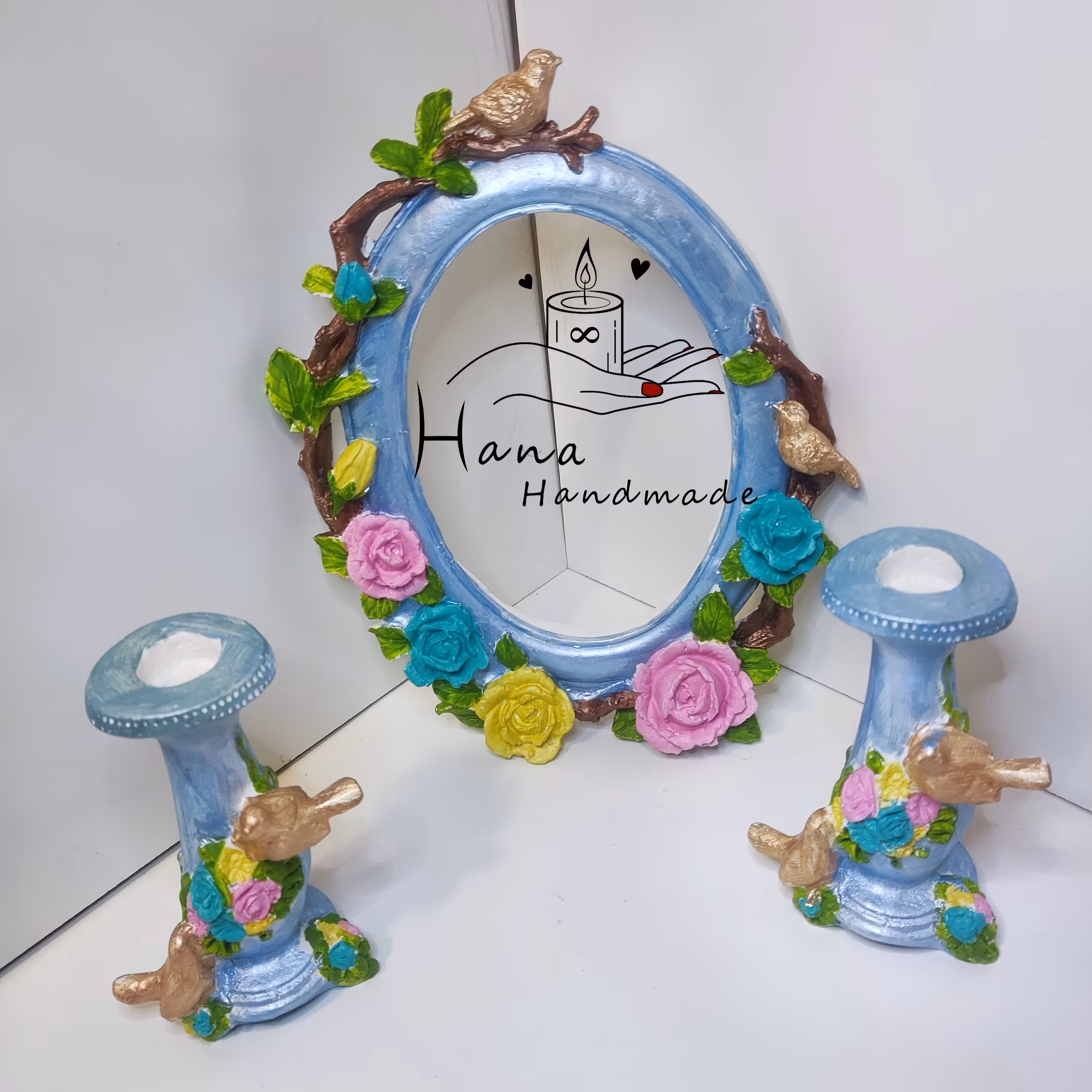 هفت سین گلدار رنگ پاستیلی