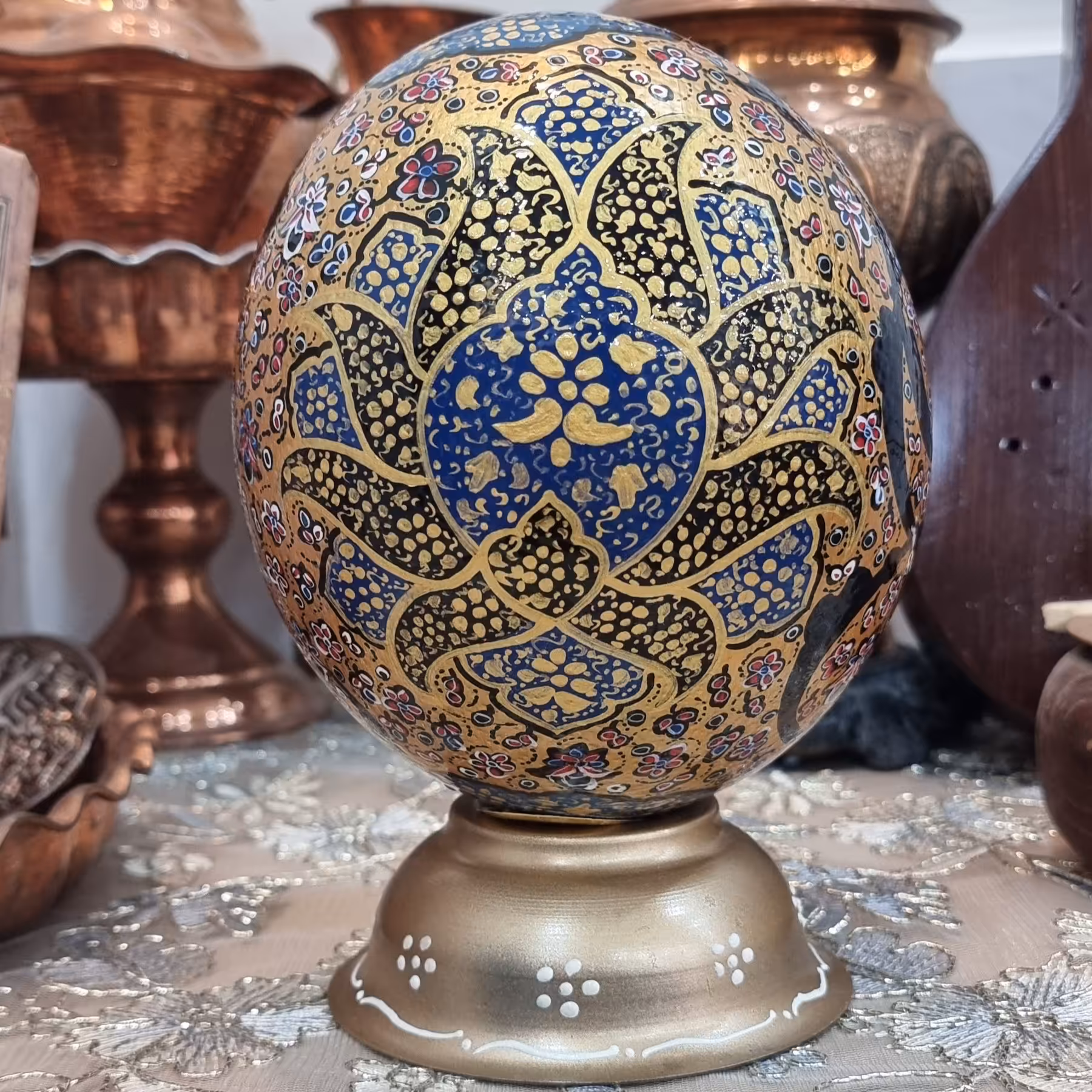 تخم شترمرغ طرح تذهیب (پس کرایه)