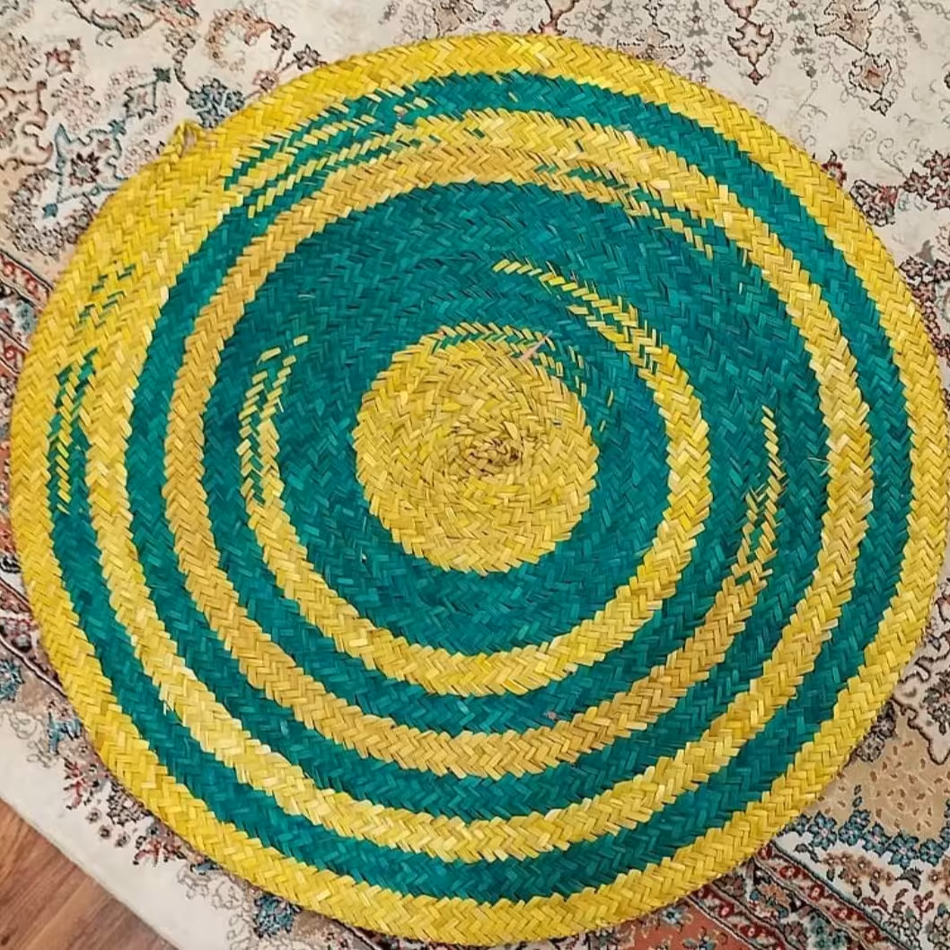 سفره حصیری ابروبادی زردوسبز