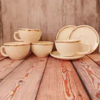 فنجان و نعلبکی سرامیکی  طلا کوب