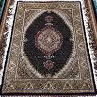 فرش دستبافت ریز ماهی خرّم طرح کمال الملک خوی سایز قالیچه سرمه ای کد 125