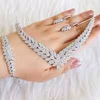 سرویس تمام نقره عیا 925 مدل برگ گندم روکش رودیوم GTA کد 183780