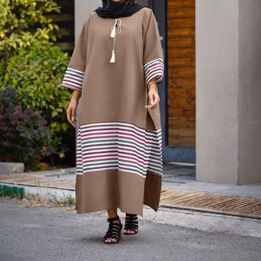 مانتو بهاره بلند جلوبسته جنس لنین ترک خرجکار هندی بغل چاک دار 