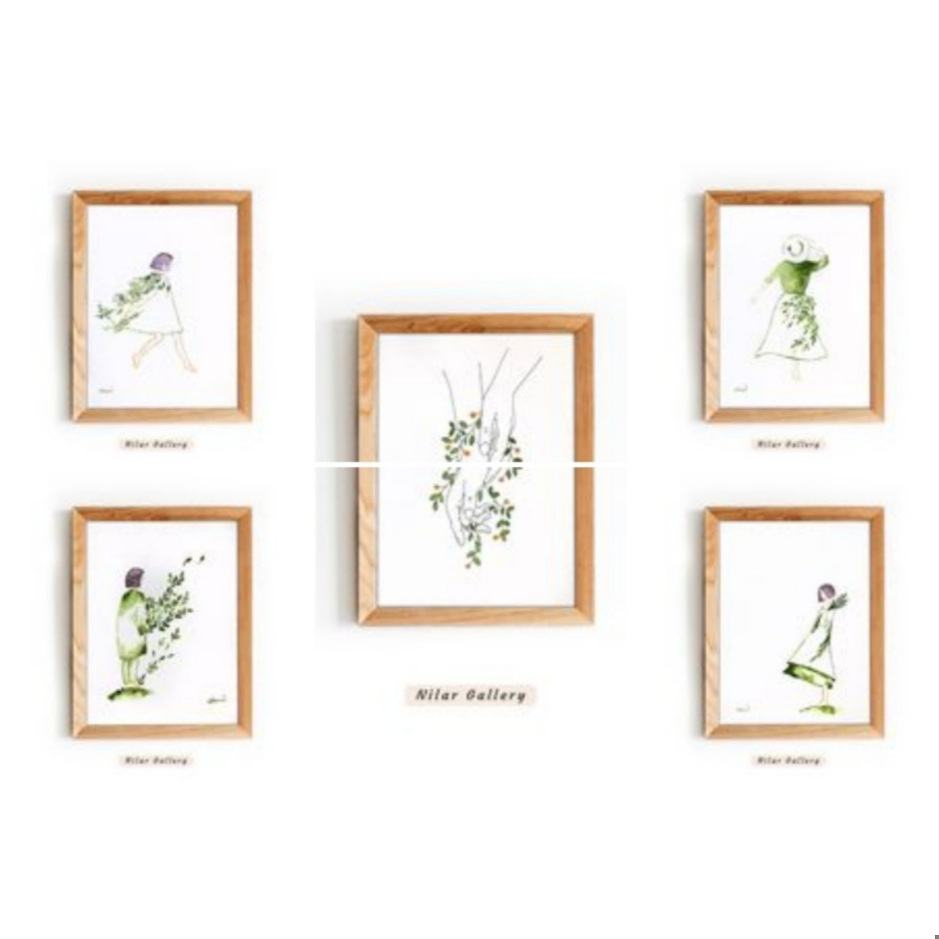 مجموعه تابلو آبرنگ زندگی سبز