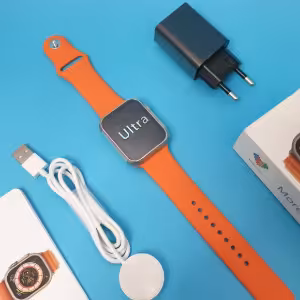 ساعت دیجیتال طرح اپل واچ بند نارنجی با شارژر رایگان