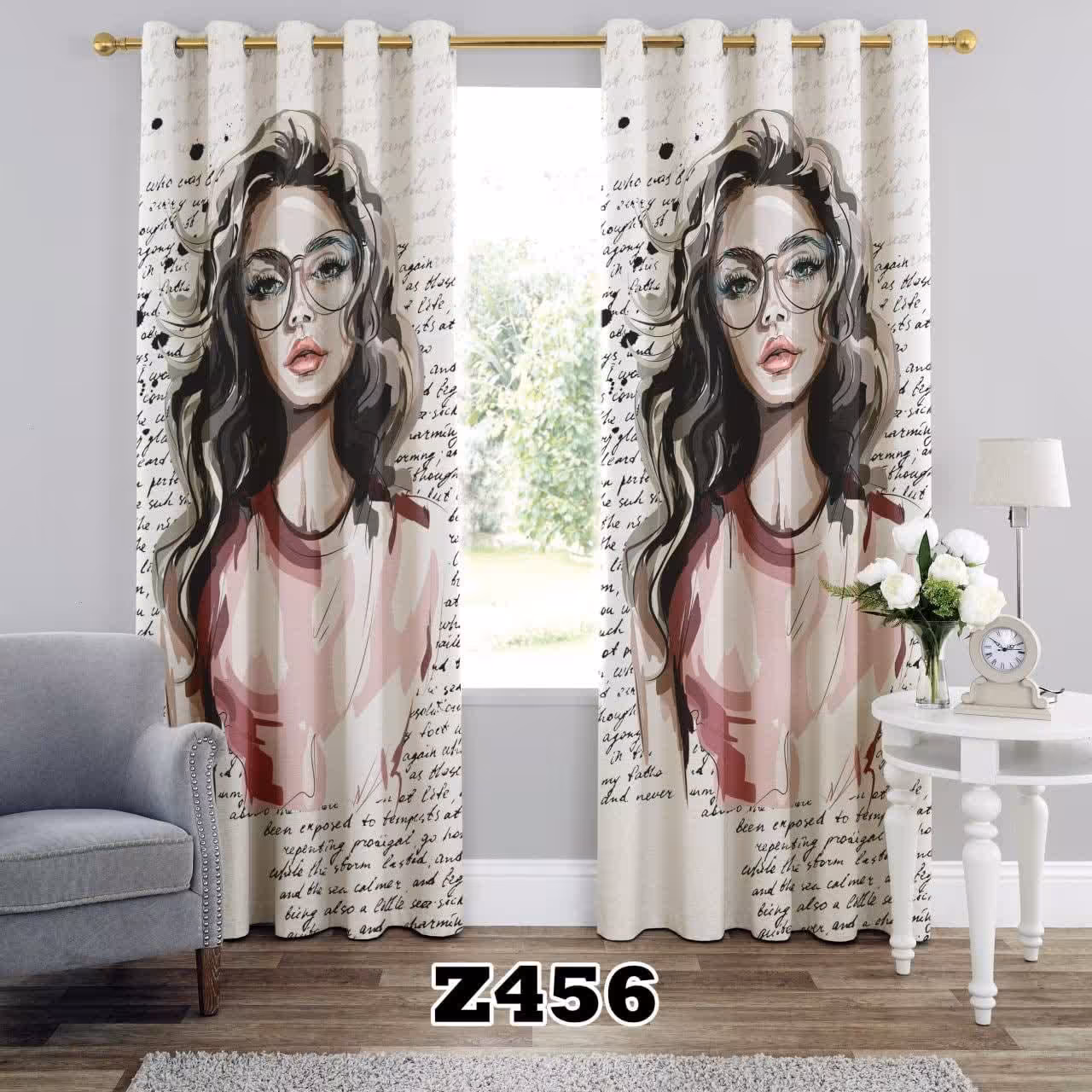 پرده مخمل چاپی فانتزی