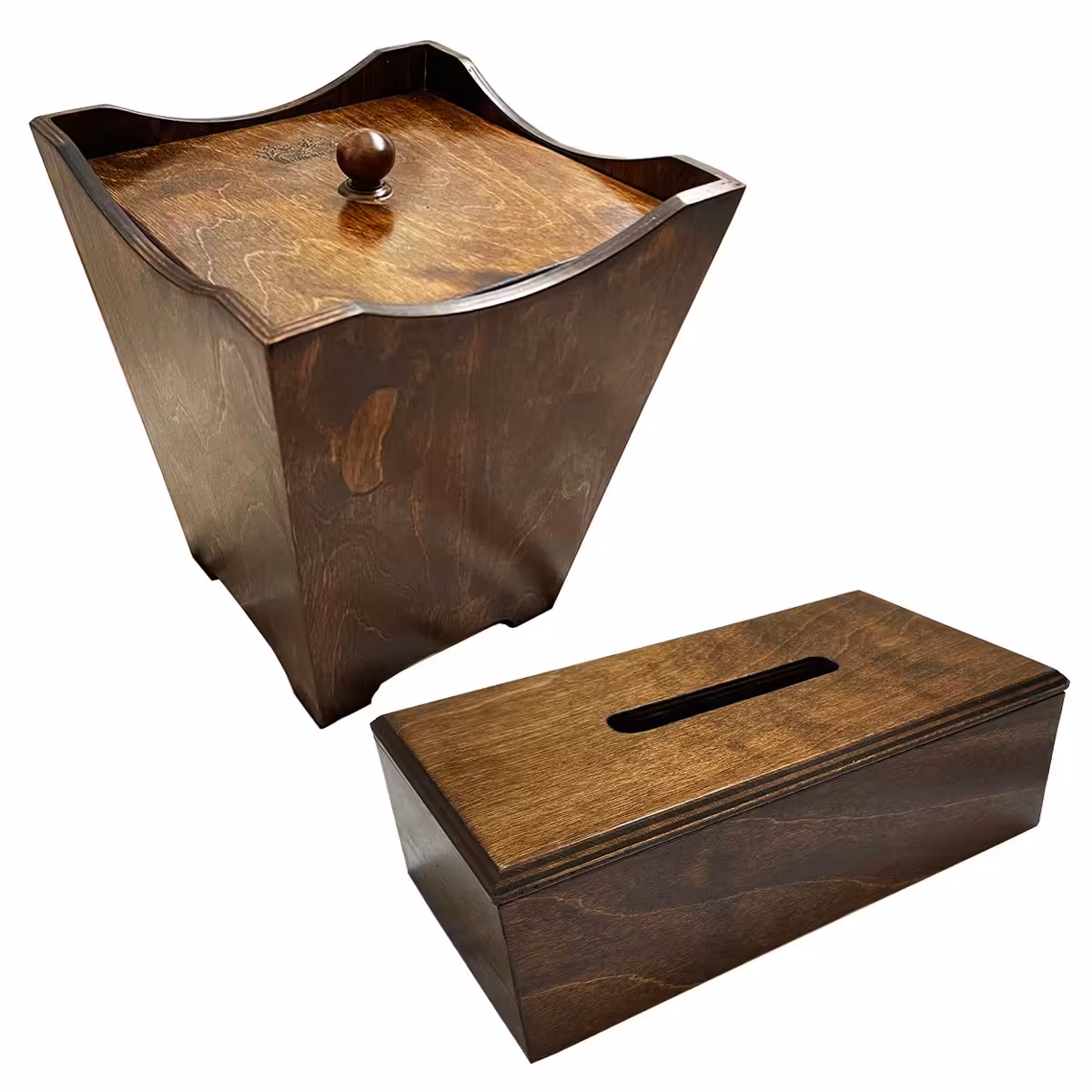 مجموعه 2عددی ست سطل و جعبه دستمال چوب روس