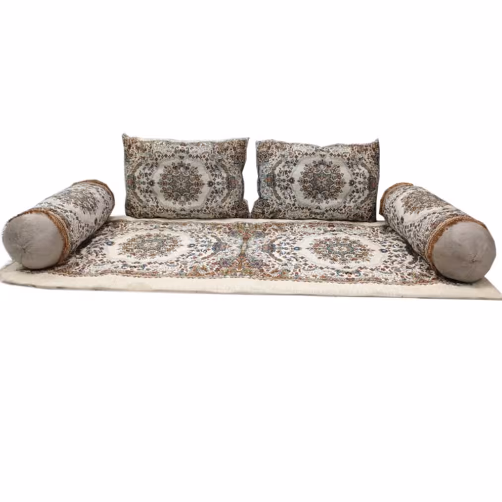 پشتی شاهنشین ست پنج تایی مخمل و تشک نمدی 