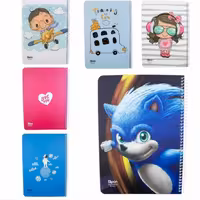 دفتر 40برگ تک خط فنری جلد گلاسه طرح فانتزی الیپون کد 63120