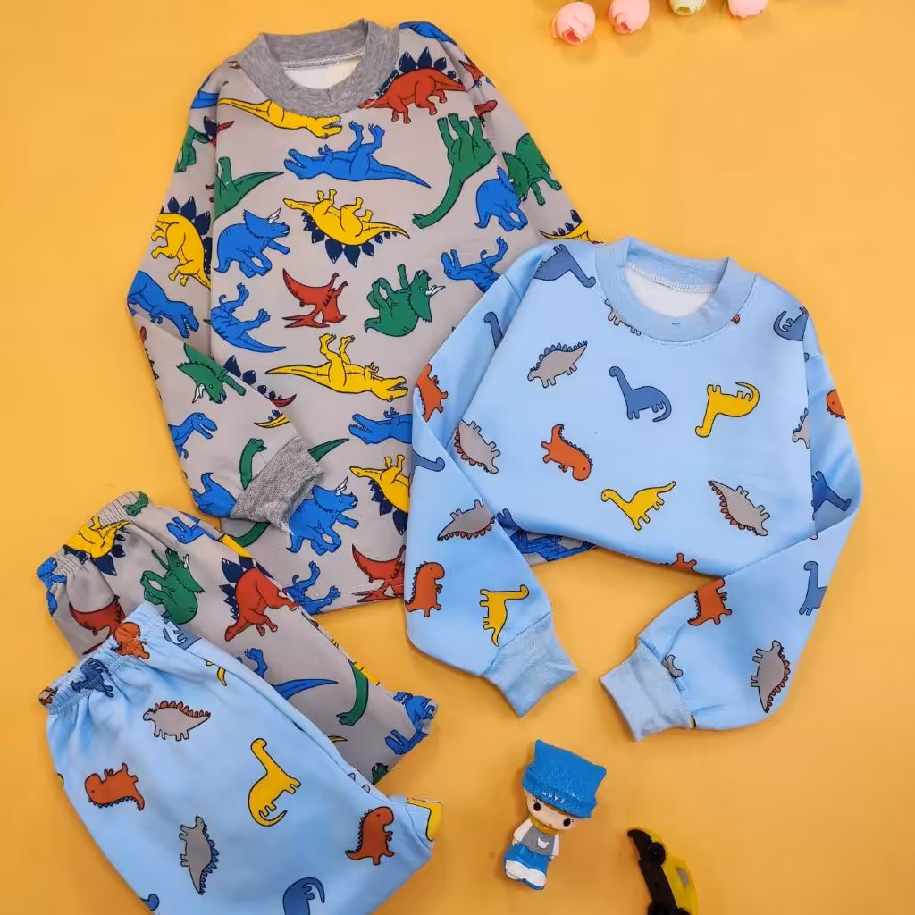 بلوز شلوار  پسرانه داخل کرک طرح دایناسور 