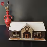 جعبه دستمال کاغذی چوبی طرح کلبه