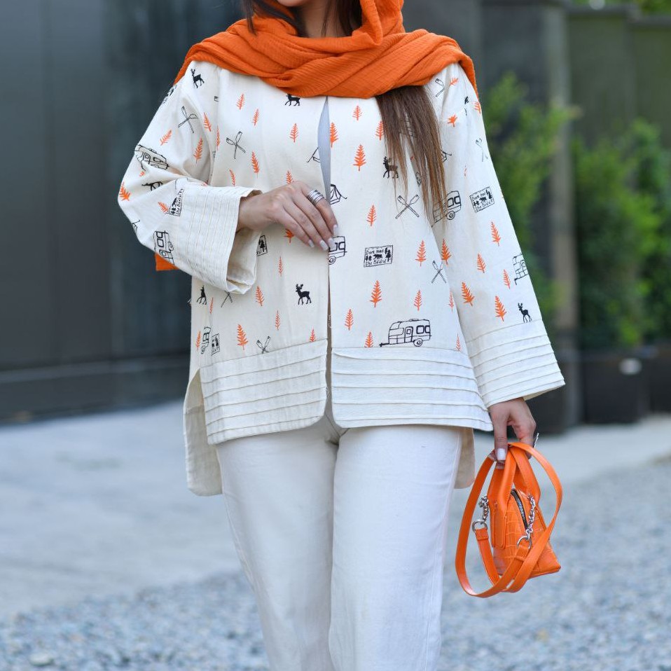 مانتو تابستانه زنانه جنس لنین چاپی درجه یک دوخت و و تنخور مزونی و عالی 