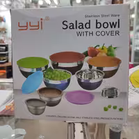 سرویس لگن استیل 5 عددی درب دار رنگی YYi
