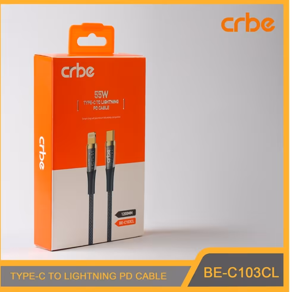 کابل تبدیل USB-C به لایتنینگ کربی مدل BE-C103CL 55W طول 1.2 متر