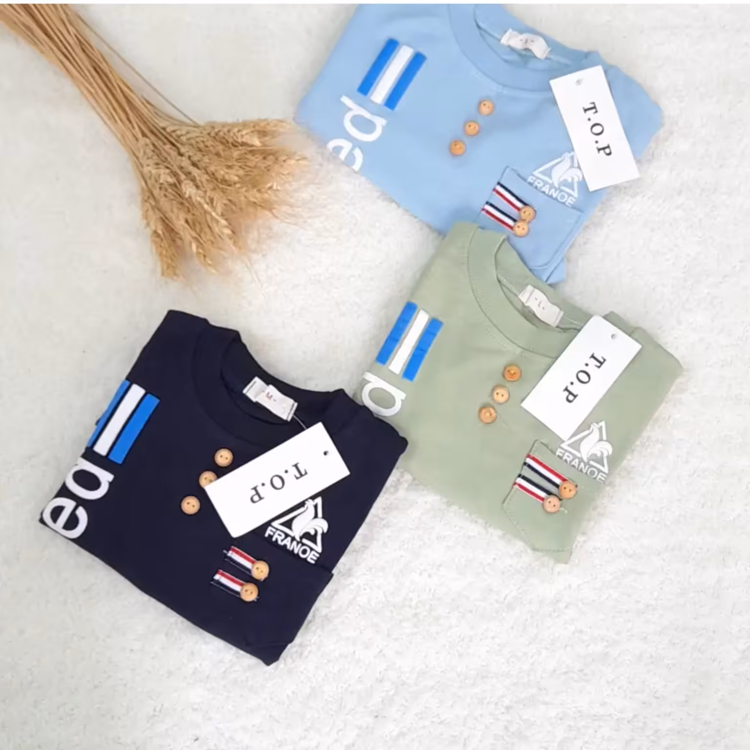 بلوز پسرانه 3دکمه نخ پنبه دورس