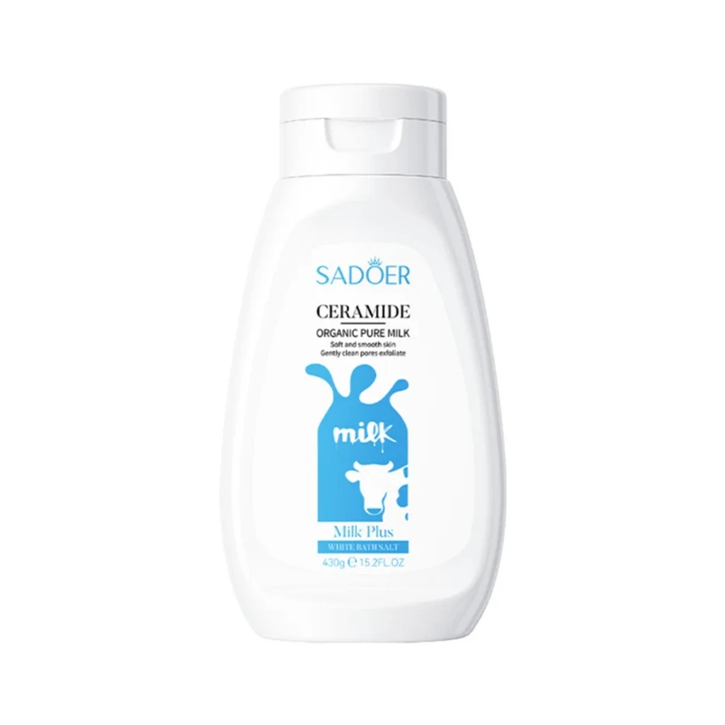 نمک بدن شیر گاو سادور | SADOER Ceramide Organic Pure Milk Scrub شفاف کننده، لایهبردار ملایم و نرمکننده پوست بدن
