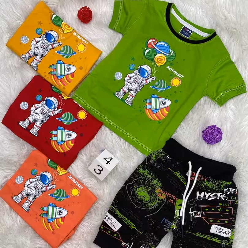 تیشرت شلوارک پسرانه فضایی 3 تا 4 سال