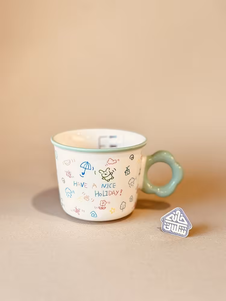 ماگ لبه رنگی کیوت کارتنی کد001987