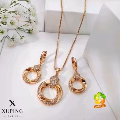 نیم ست زنانه طلایی مارک ژوپینگ نگین دار