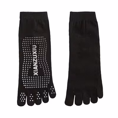 جوراب بدنسازی انگشتی پیلاتس استپ دار ( مشکی )