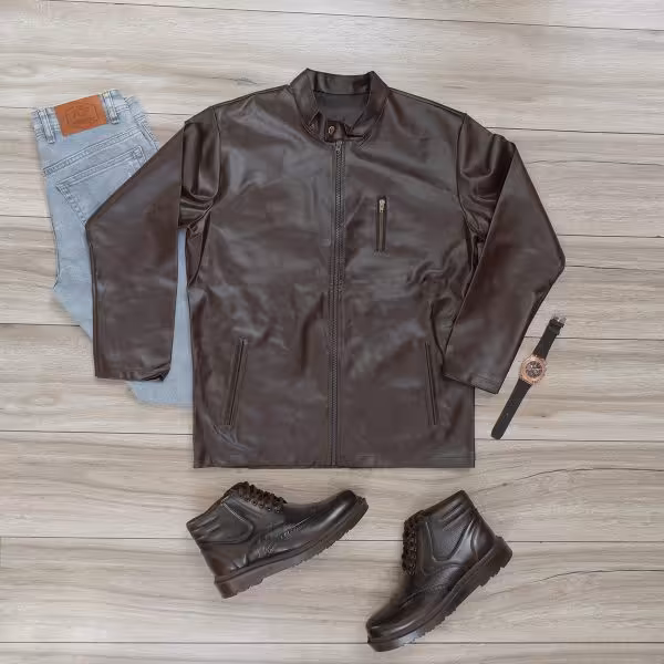 کاپشن مردانه چرم مدل DERIK