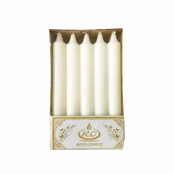 شمع قلمی 20 سانتی سفید مدل ایکیا بسته 10 عددی