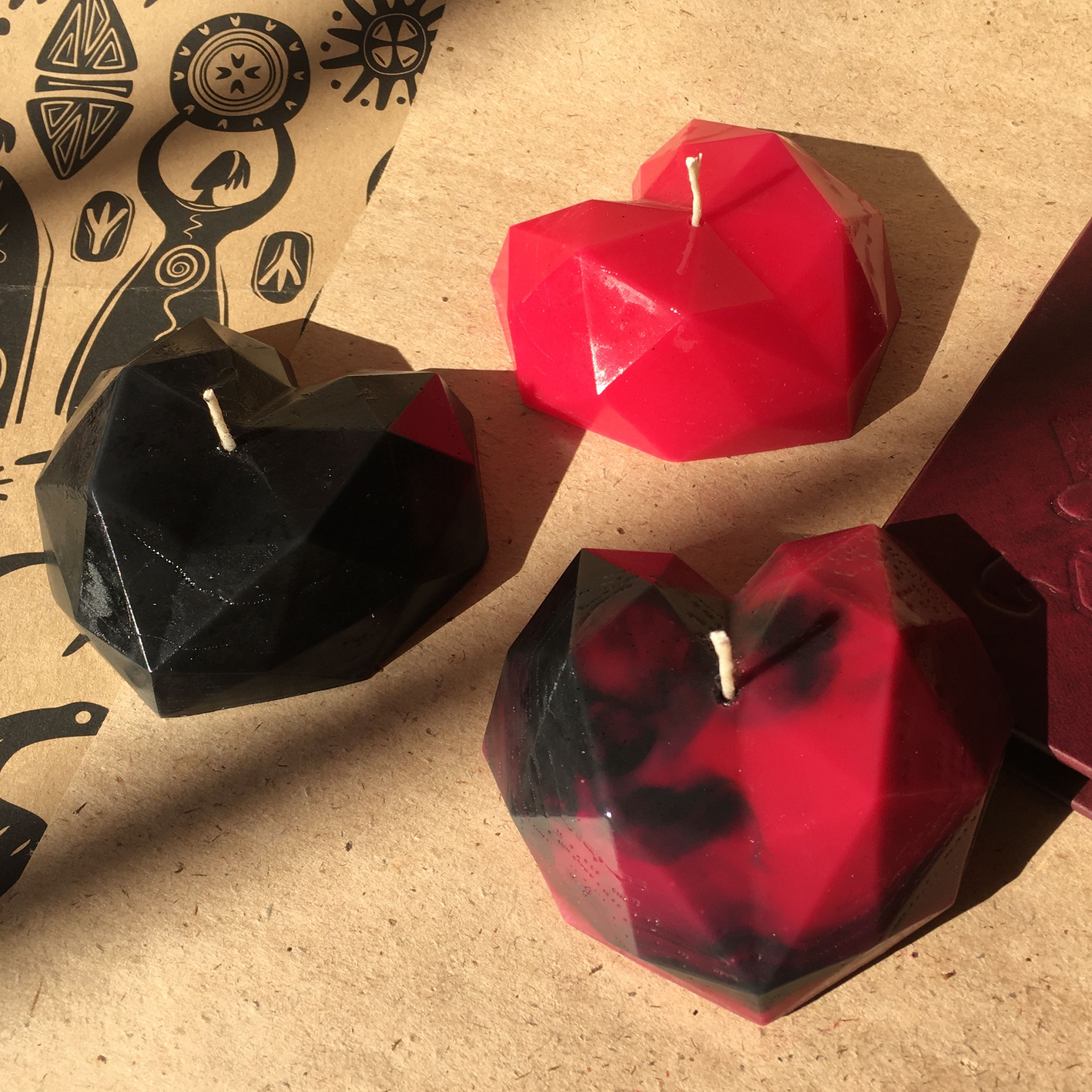 شمع ولنتاینی طرح قلب اریگامی-تک رنگ و ابر و بادی