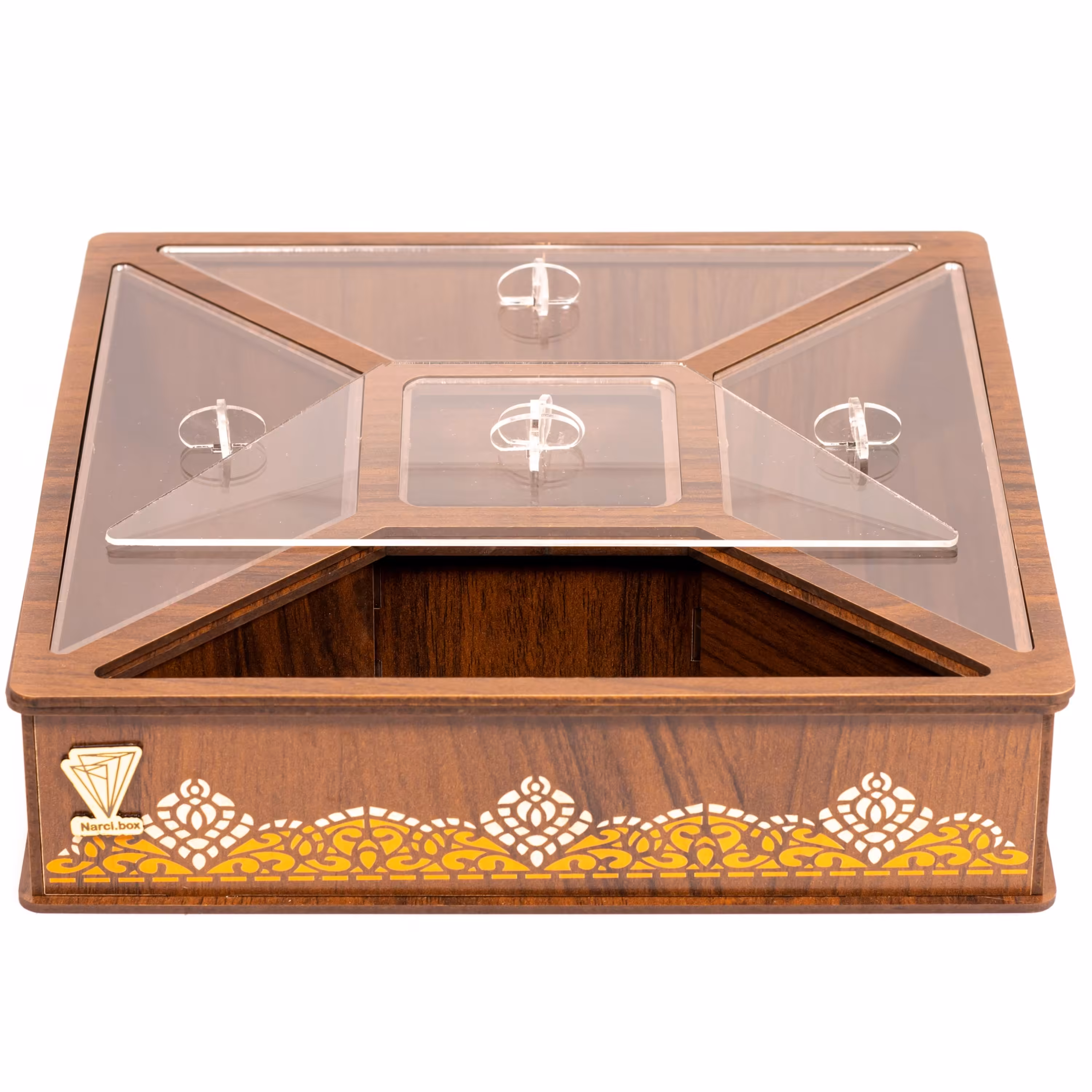 جعبه و باکس پذیرایی چوبی مدل لوکسی کد5z جهت دکوراسیون وهدیه مناسب دمنوش وآجیل و.