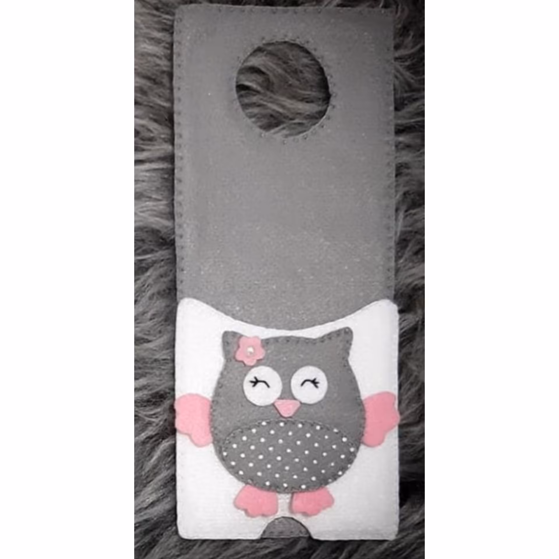 نگهدارنده شارژر و گوشی موبایل نمدی (هولدر) _ طرح جغد پسر و دختر