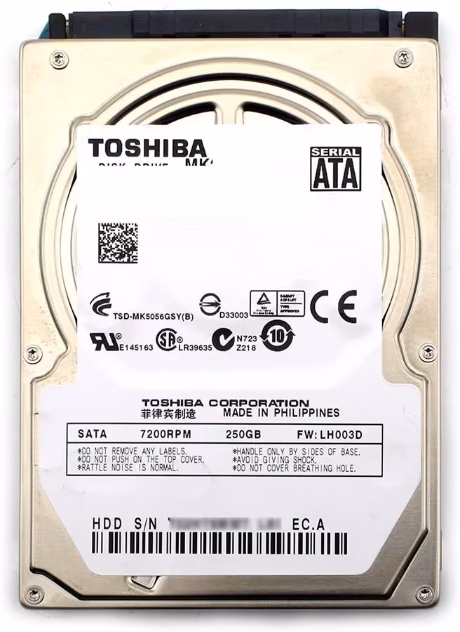هارد دیسک لپ تاپ توشیبا با ظرفیت 250 گیگابایت