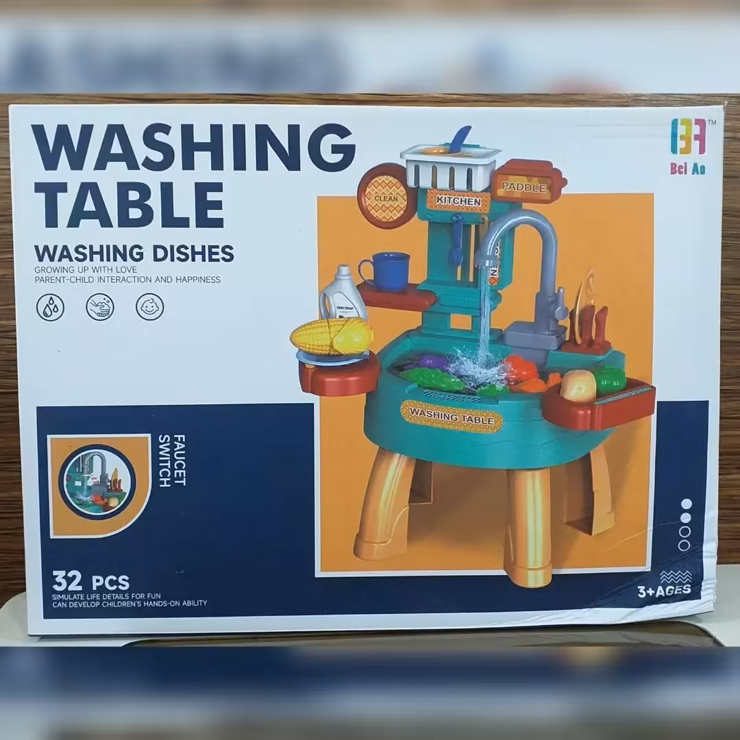 سینک ظرفشویی کودک پایه دار با قابلیت پمپاژ  آب  32 قطعه