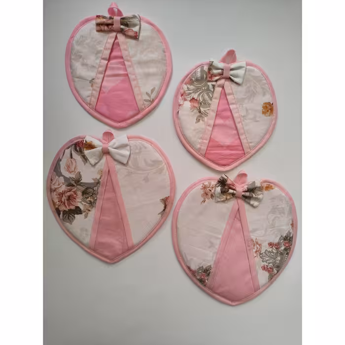 پک 4عددی دستمال آشپزخانه مدل قلب در دو سایز کوچک و بزرک