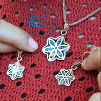 نیم ست گوشواره و پلاک فیروزه کوب کد 1104