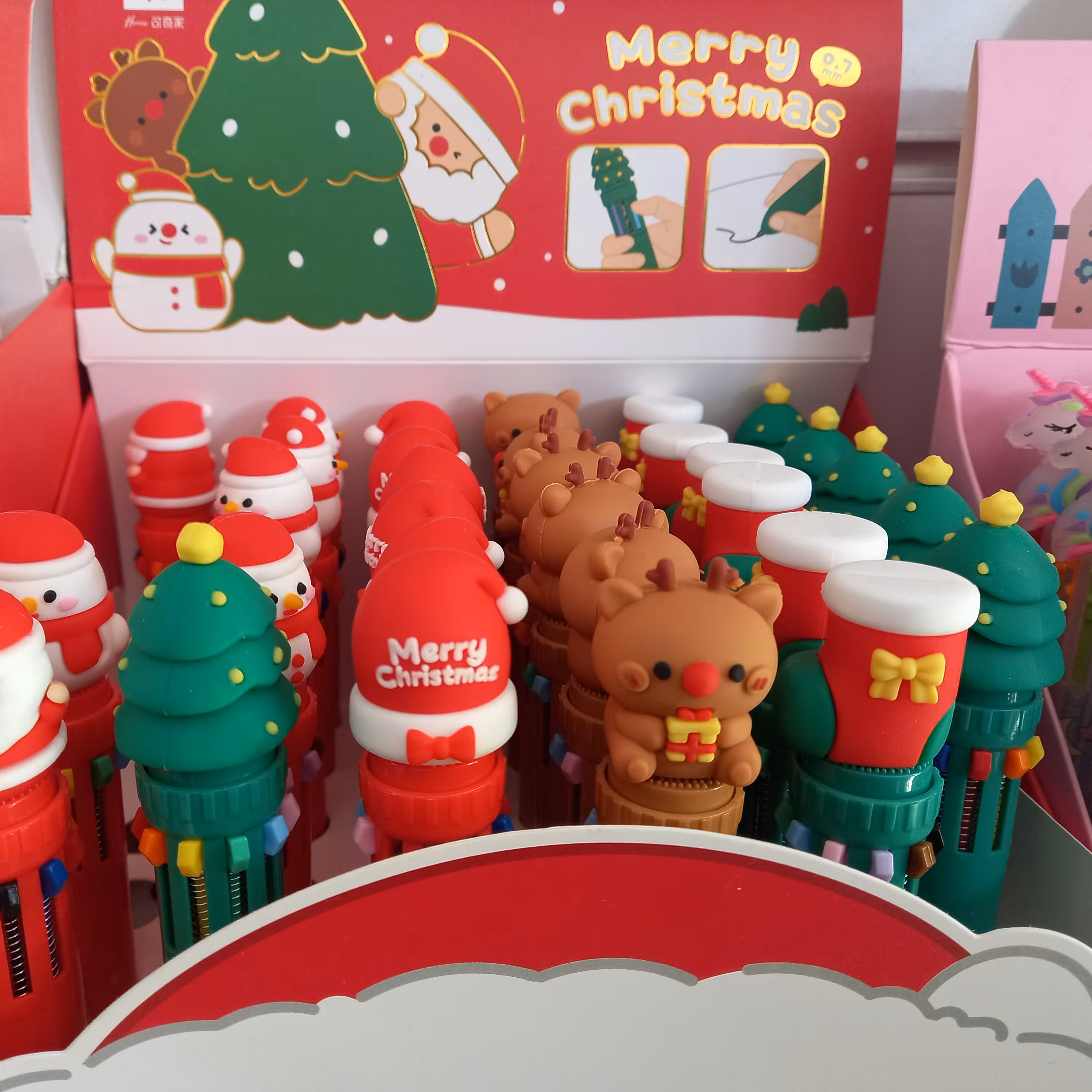 خودکار فشاری 10 رنگ فانتزی کریسمس بابانوئل آدم برفی