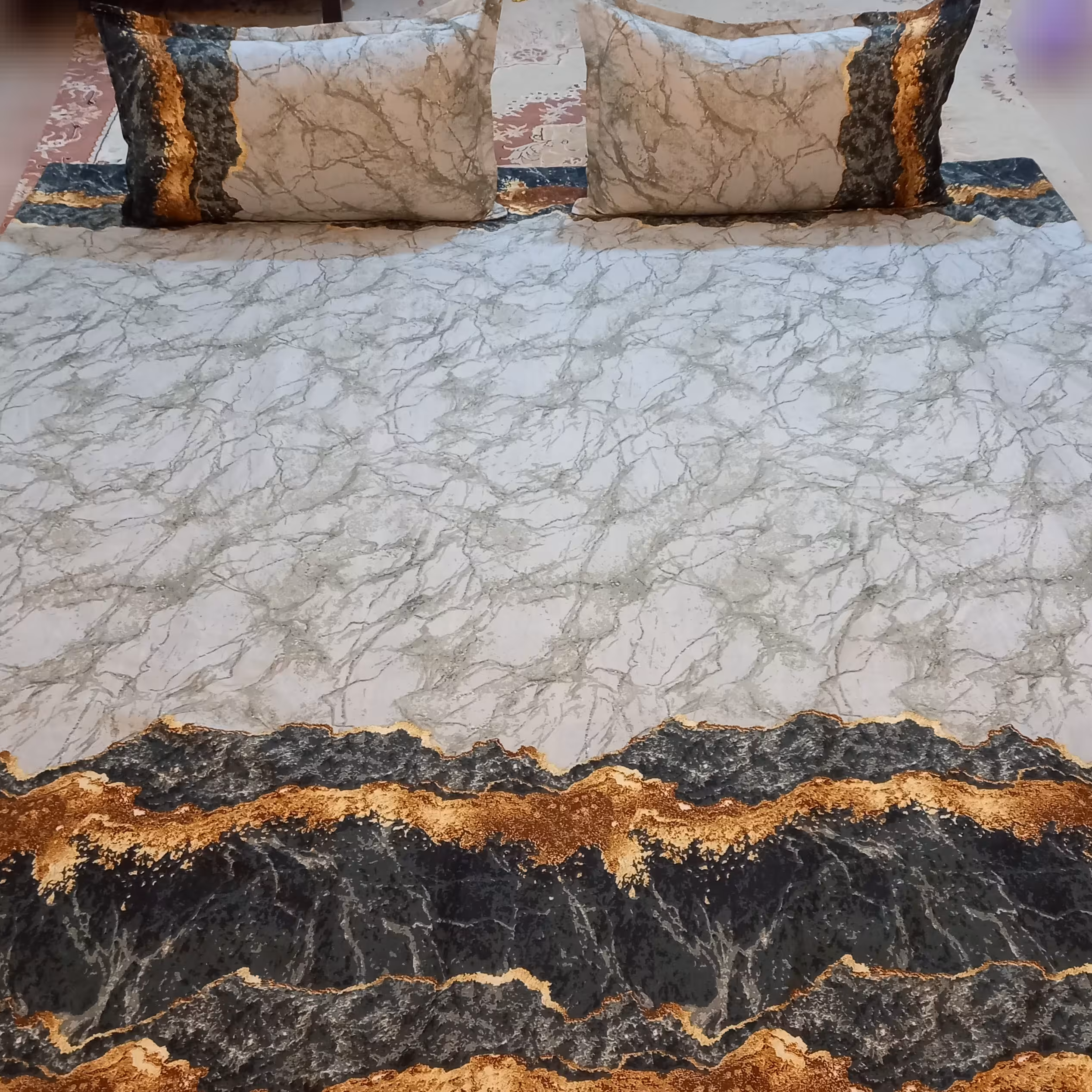 ست روتختی دونفره طرح ماربل سنگی  پس کرایه