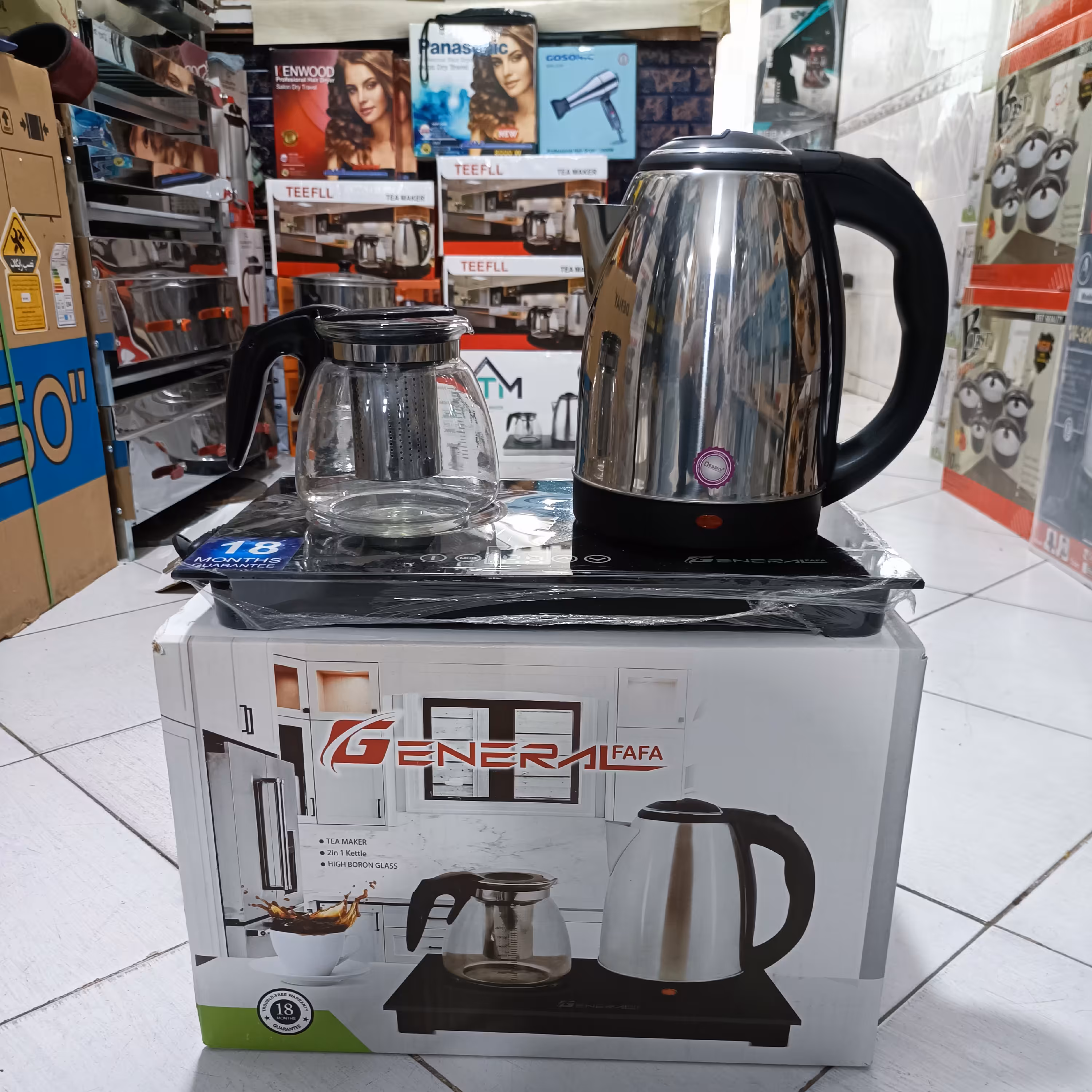 چای ساز کنار همی لمسی صفحه شیشه ایی چایساز