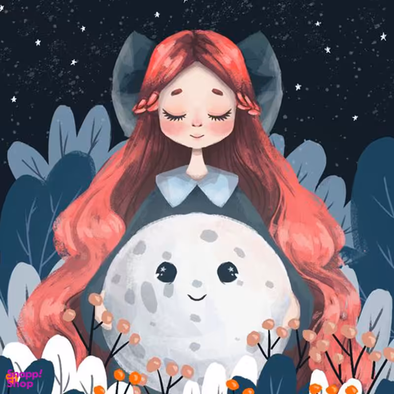 کاشی طرح دخترانه فانتزی و ماه کد 2057021