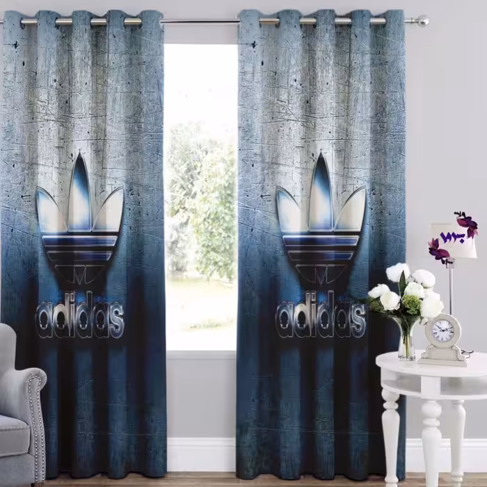 پرده اتاق خواب طرح آدیداس بروا گالری با کیفیت درجه یک و دوخت بسیار تمیز