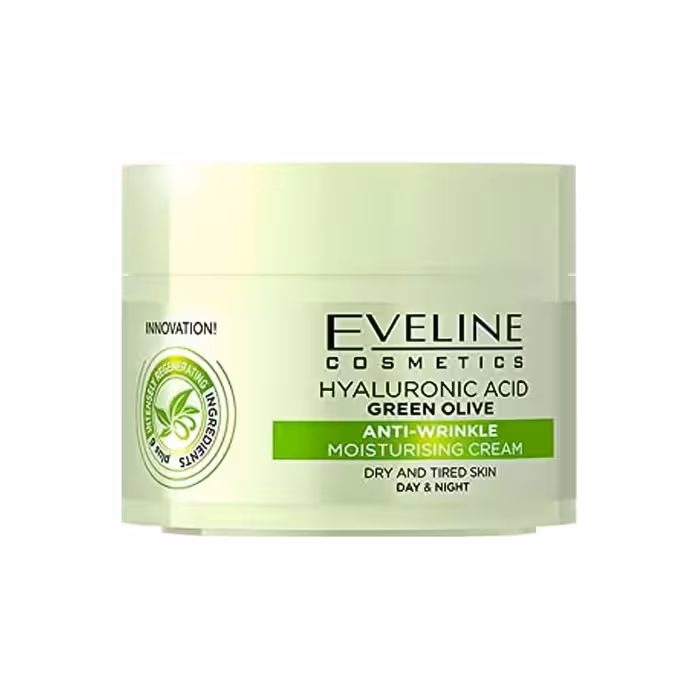 کرم مرطوب کننده و ضد چروک اولاین مدل هیالورونیک اسید و زیتون سبز حجم 50 میلی لیتر