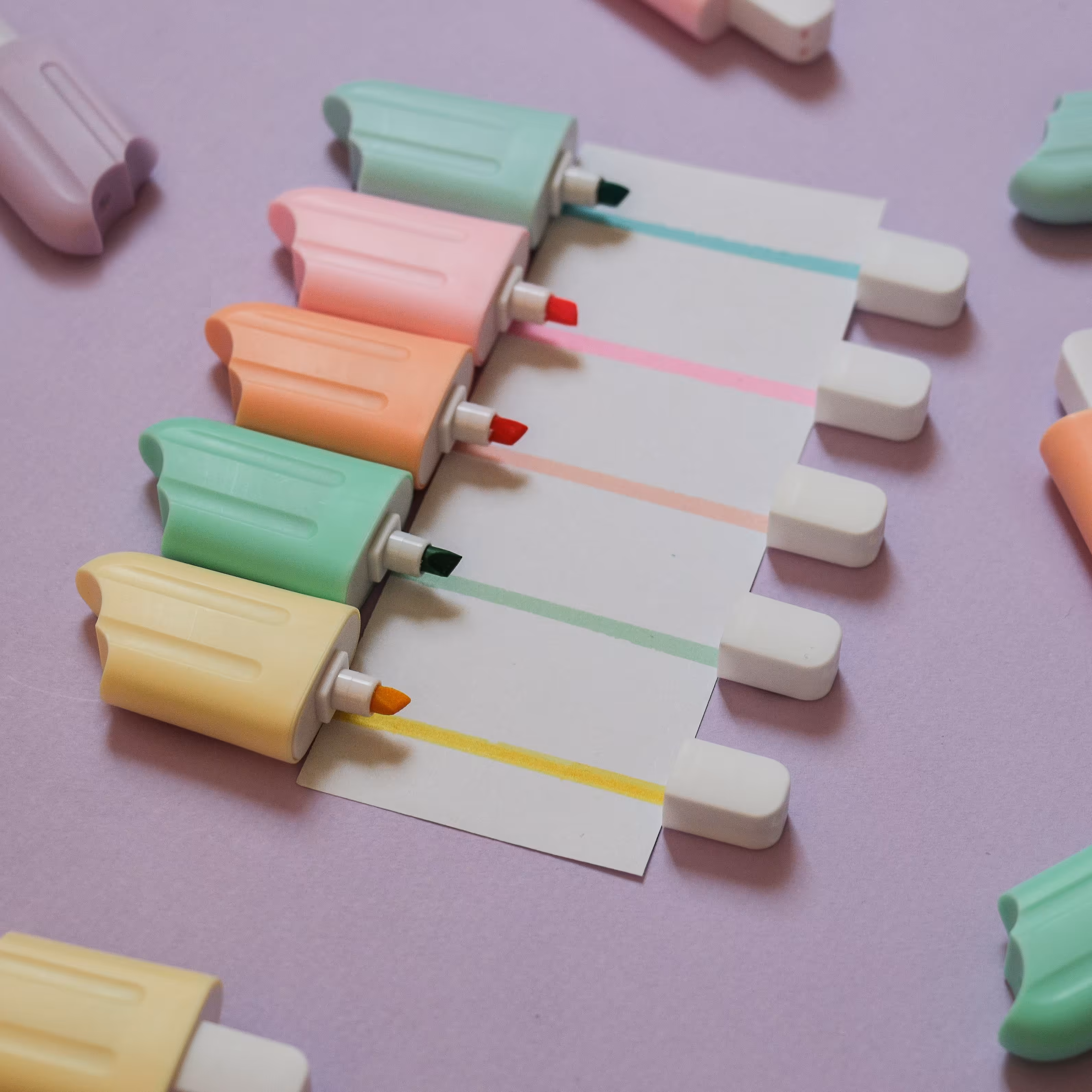 ماژیک هایلایت شش تایی مدل بستنی پاستلی رنگ