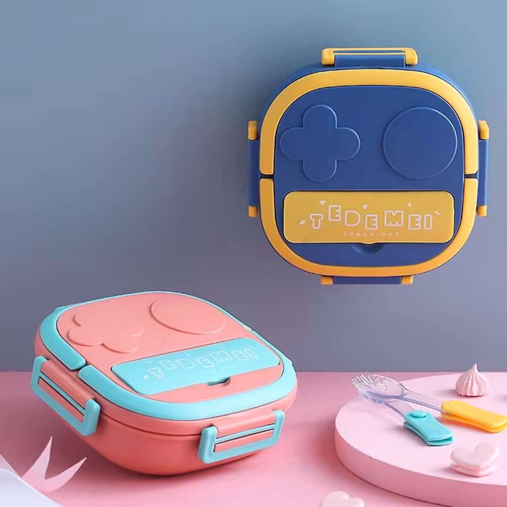 ظرف غذای استیل کودک درب دار Tedemei