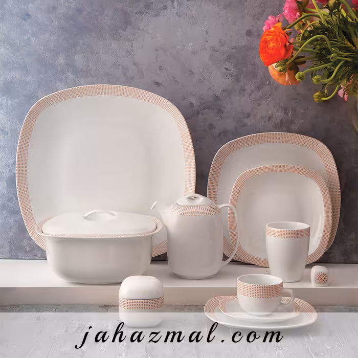 سرویس چینی زرین طرح مریدین رزگلد 98 پارچه