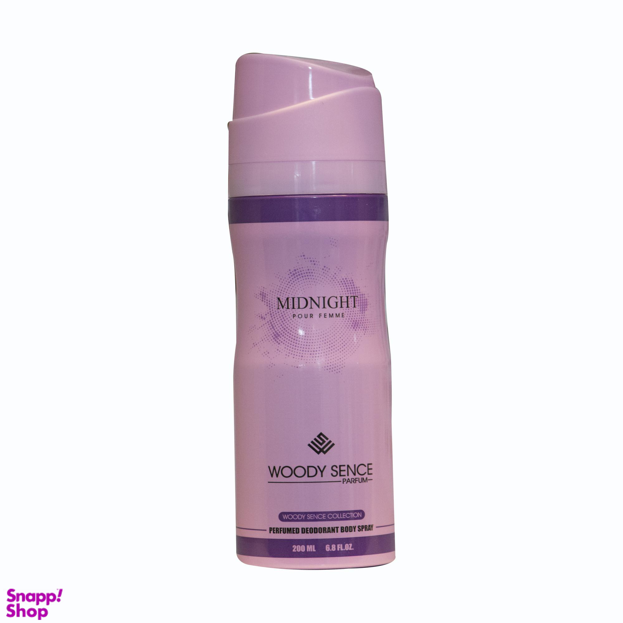 اسپری خوشبو کننده بدن زنانه وودی سنس (Woody Sence) مدل Midnight حجم 200 میلیلیتر
