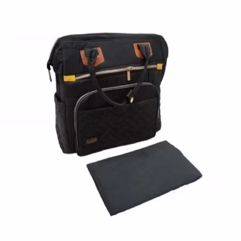 ساک لوازم کودک و نوزاد کوله ای کج راه طرح skilas ( مشکی )