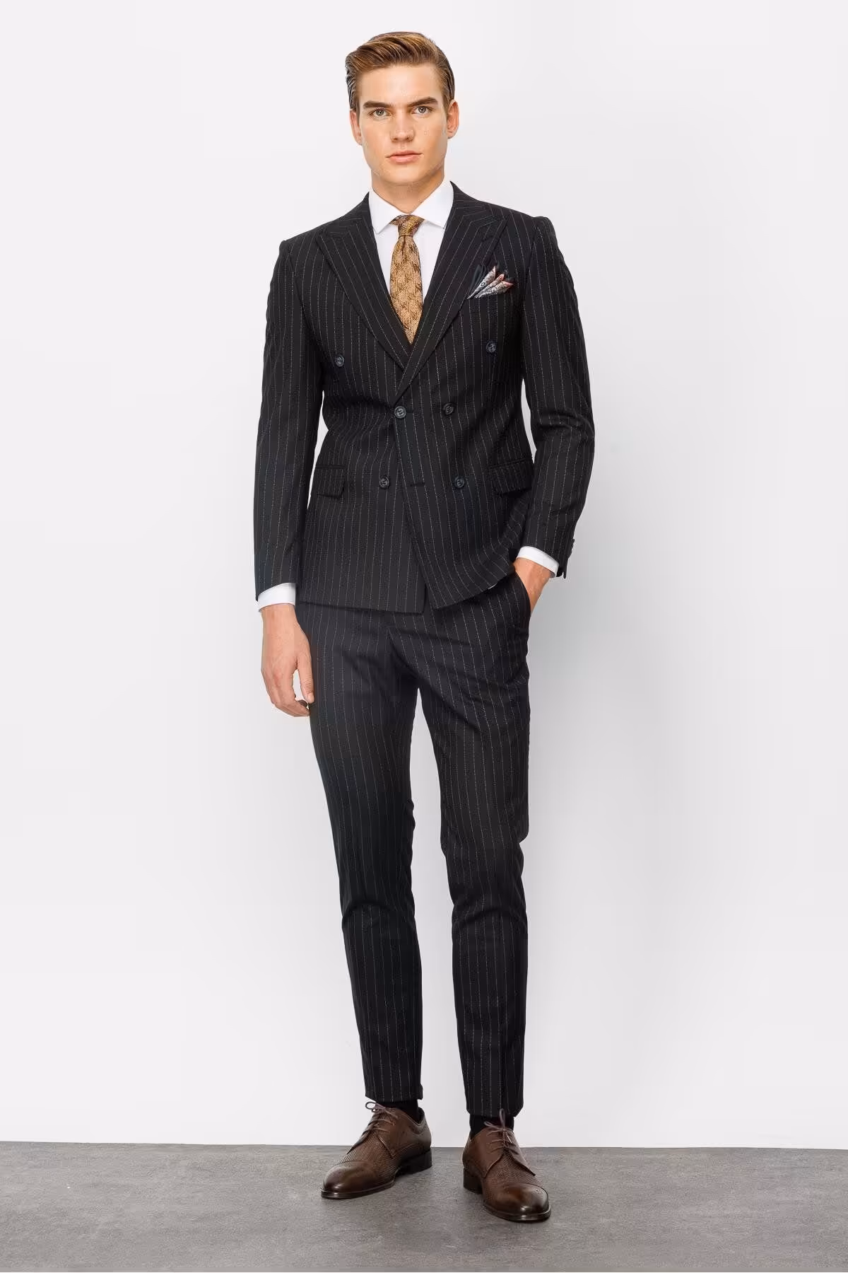 کت وشلوار مشکی مردانه فتق باریک سیاه قالب İgs