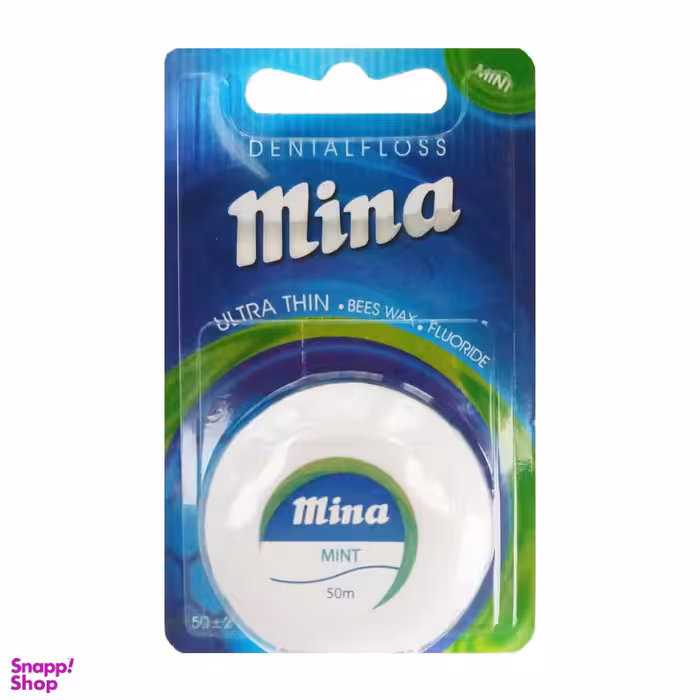 نخ دندان مینا (Mina) مدل Ultra thin با اسانس نعناع طول 50 متر