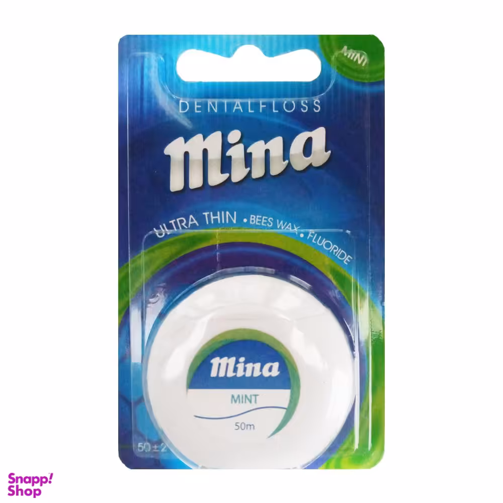 نخ دندان مینا (Mina) مدل Ultra thin با اسانس نعناع طول 50 متر