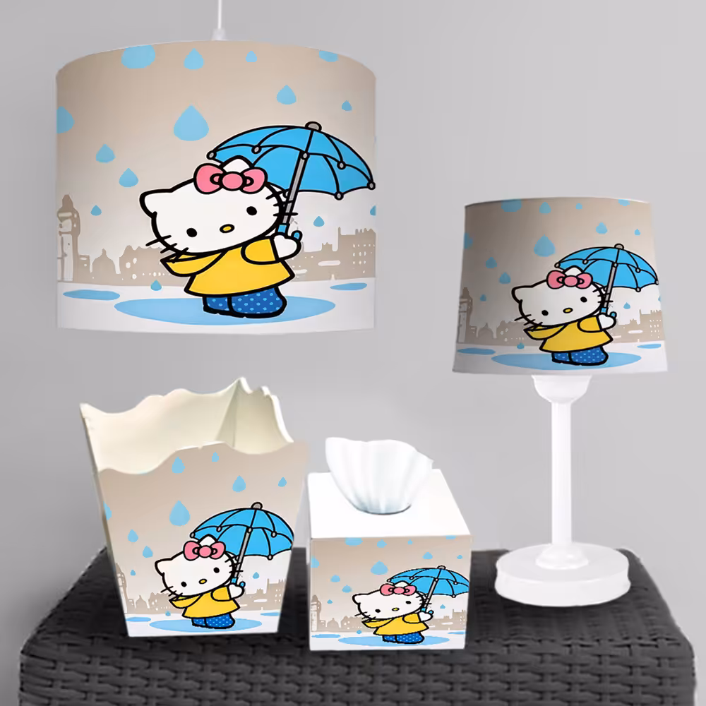 ست وسایل اتاق کودک نوزاد طرح ساده کیتی زیر باران ba-5611