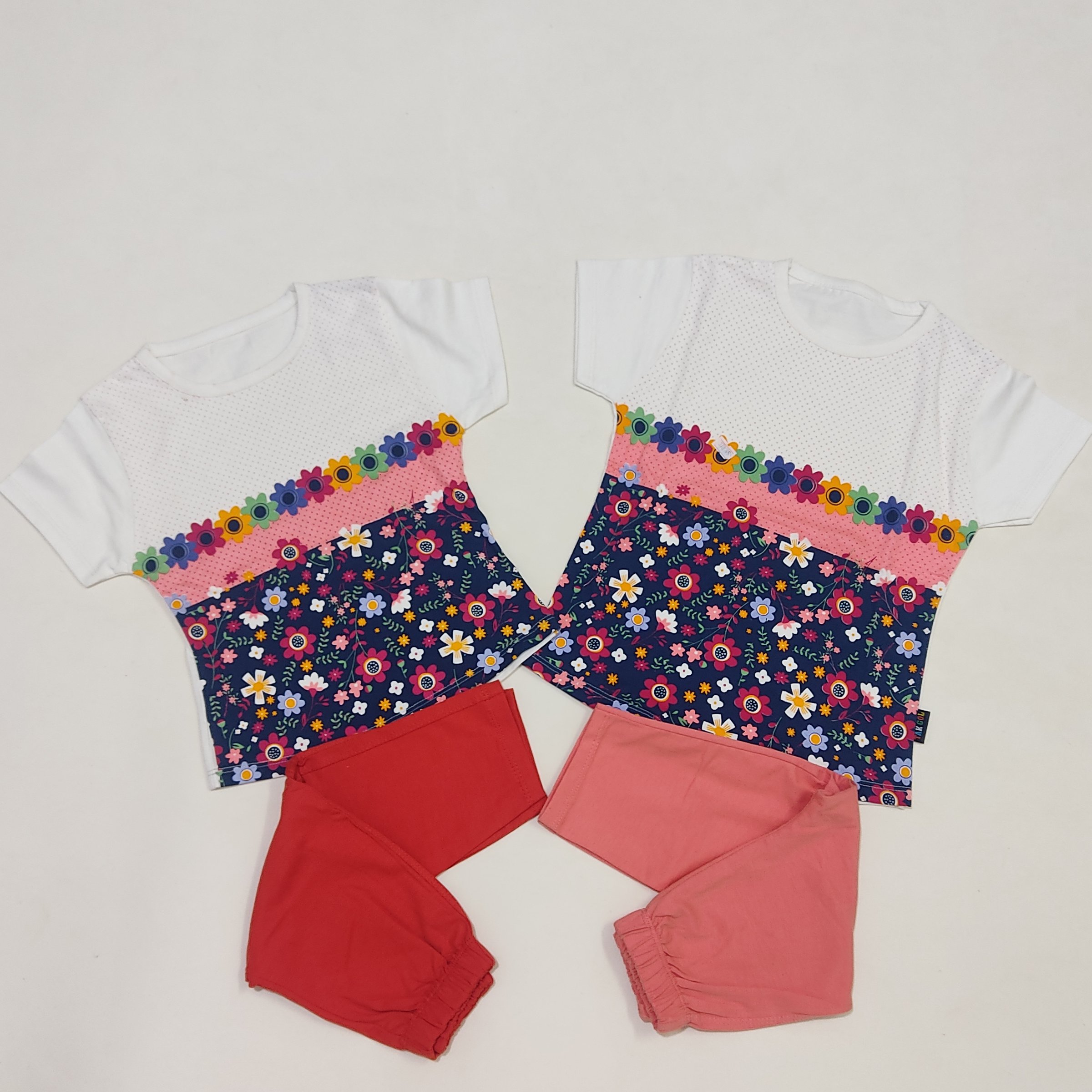 ست تیشرت شلوار دخترونه نخی 