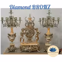 ساعت شمعدان مدل سلطنتی مجسمه قلمزنی پسرک با سنگ مرمریت پرنغالی